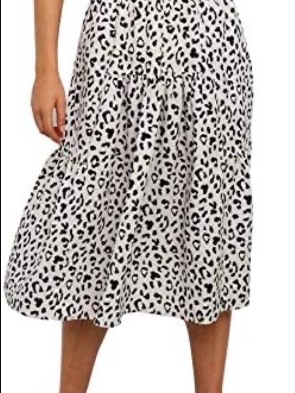Black & White Dalmatian  casual chic Print Tiered Midi Skirt size M - Picture 14 of 14